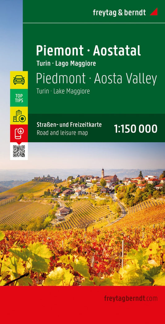 Piedmont - Aostatal, road and leisure map 1:150,000