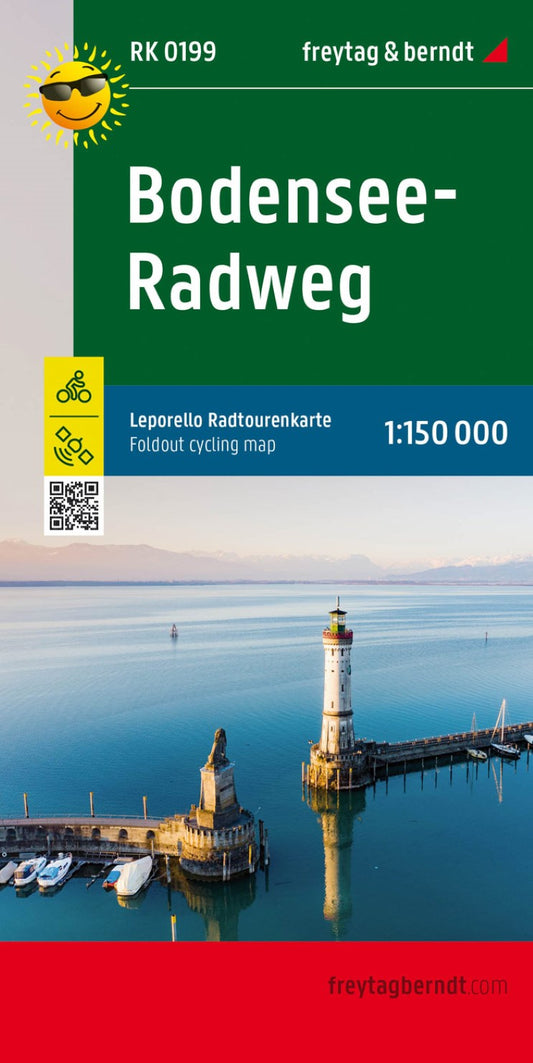 Bodensee-Radweg, Leporello Radtourenkarte 1:50.000, freytag & berndt, RK 0199 = Bodensee bike path, Leporello bike tour map 1:50,000 RK 0199