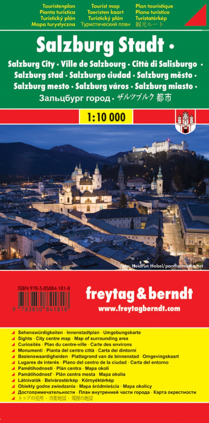 Salzburg, city map 1:10,000, tourist map