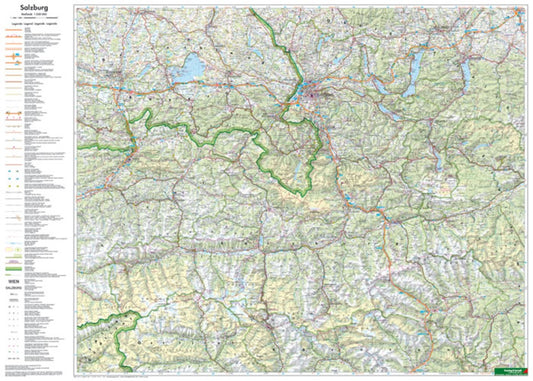 Land Salzburg • Salzkammergut, 1:200.000, Poster = State of Salzburg • Salzkammergut, 1:200,000, wall map