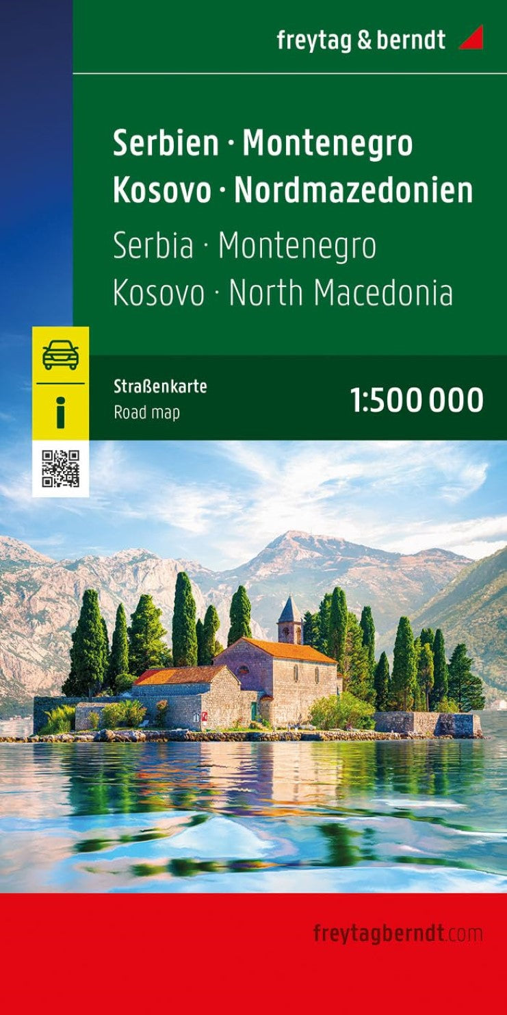 Serbia - Montenegro - Kosovo - North Macedonia, road map 1:500,000