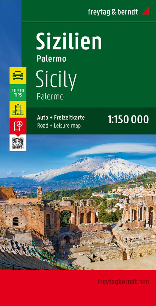 Sicily - Palermo, top 10 tips, road map 1:150,000