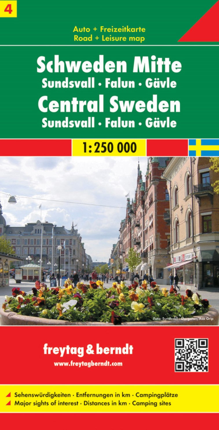 Sweden Mid - Sundsvall - Falun - Gävle, road map 1:250,000