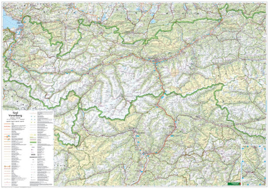 Tirol • Vorarlberg, 1:200.000, Poster = Tyrol • Vorarlberg, 1:200,000, wall map