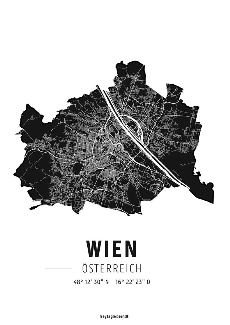 Wien, Designposter, Hochglanz-Fotopapier = Vienna, wall map, high-gloss photo paper