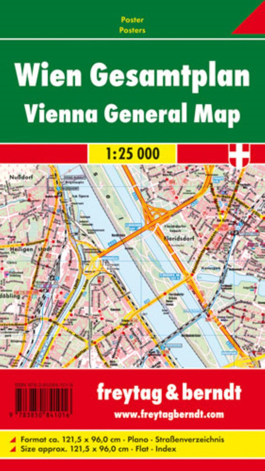 Wien Gesamtplan, 1:25.000, Poster = Vienna overall map, 1:25,000, wall map