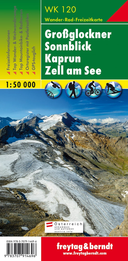 Großglockner - Sonnblick - Kaprun - Zell am See, hiking map 1:50,000, WK 120