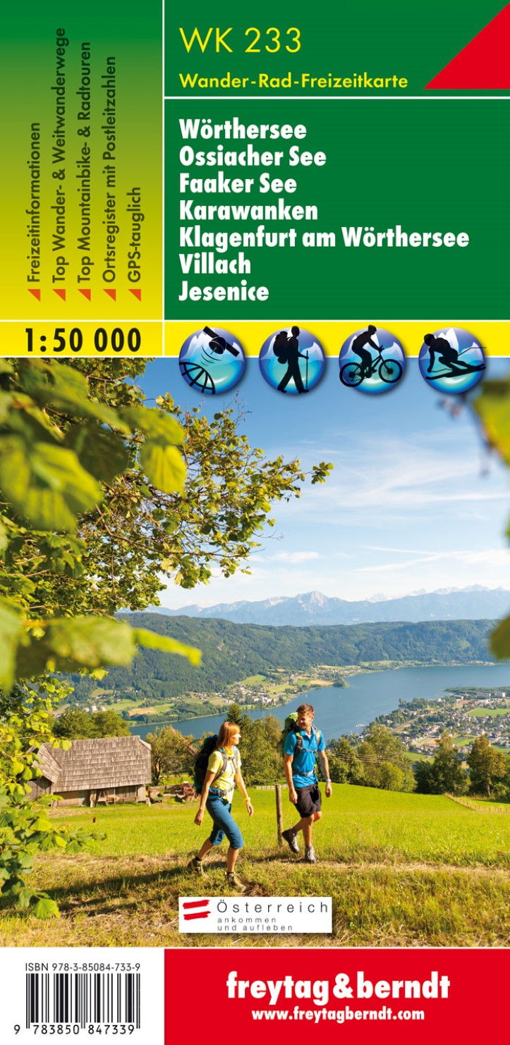 WK 233 Wörthersee - Ossiacher See - Faaker See - Karawanken - Klagenfurt am Wörthersee - Villach - Jesenice, hiking map 1:50,000