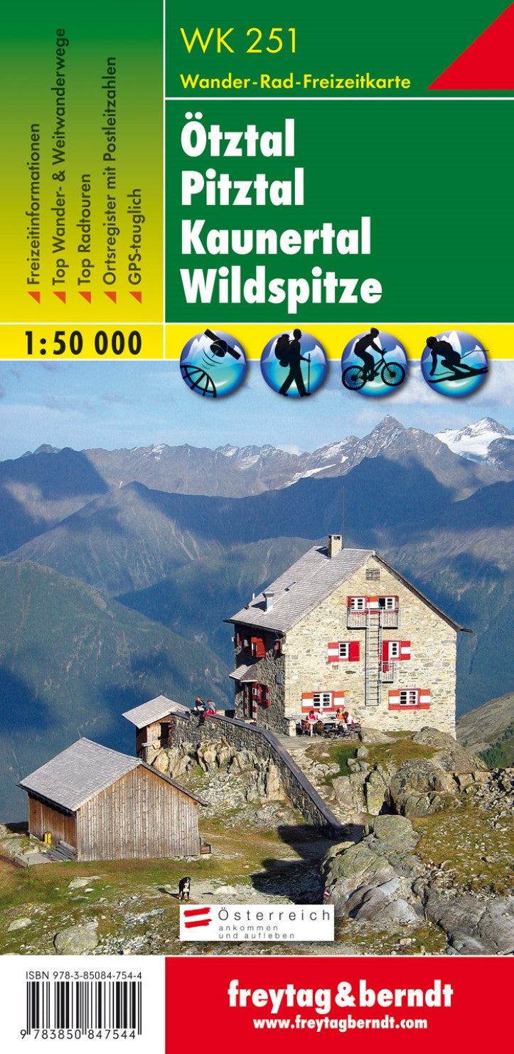 WK 251 Ötztal - Pitztal - Kaunertal - Wildspitze, hiking map 1:50,000