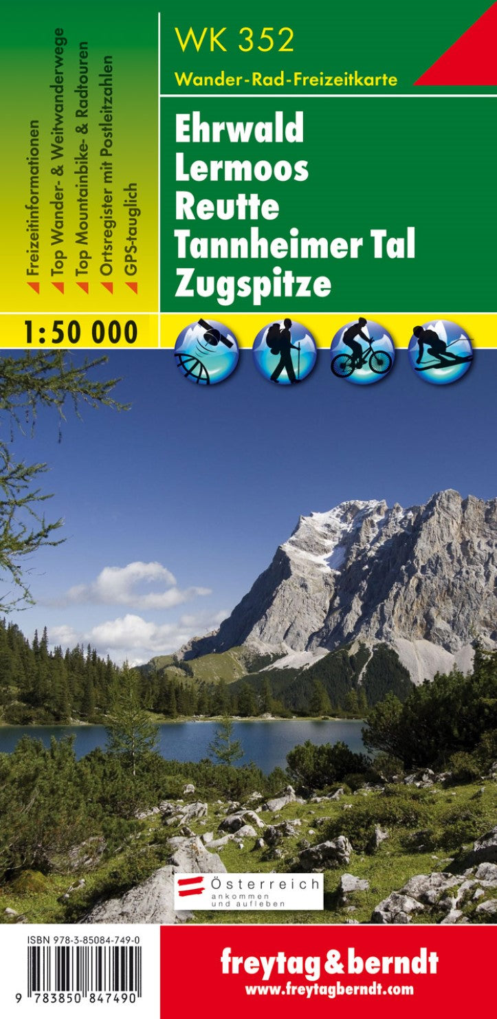 WK 352 Ehrwald - Lermoos - Reutte - Tannheimer Tal - Zugspitze, hiking map 1:50 000