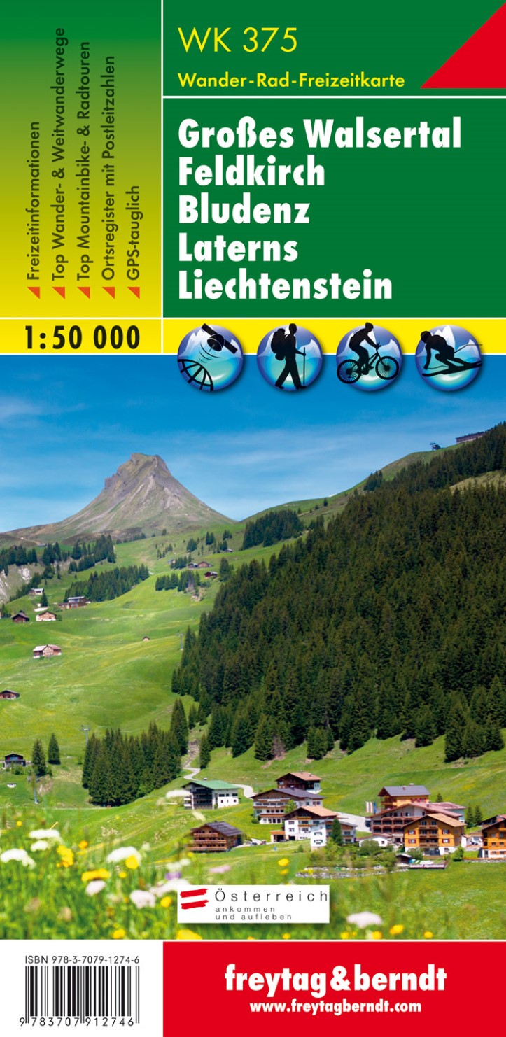 WK 375 Large Walsertal - Feldkirch - Bludenz - Laterns - Liechtenstein, hiking map 1:50,000