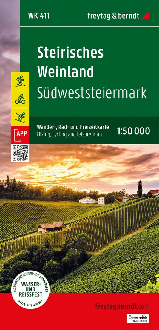 WK 411 Styrian Weinland - SouthWest -Styria, hiking map 1:50,000