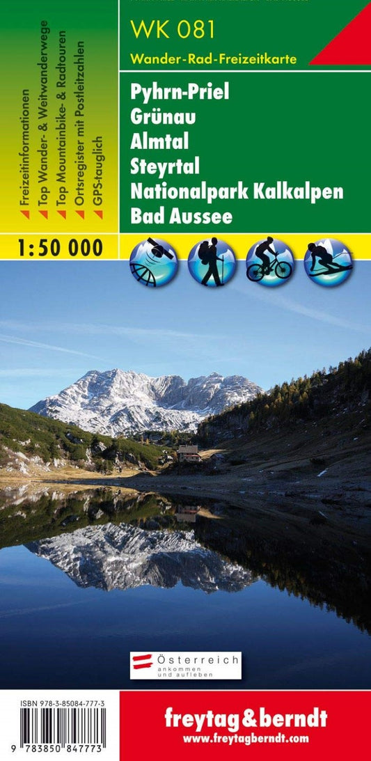 Pyhrn-Priel-Eisenwurzen : Grunau : Almtal : Steyrtal : National Park Kalkalpen : Bad Aussee : Hiking-Cycling-Leisure map, 1:50,000