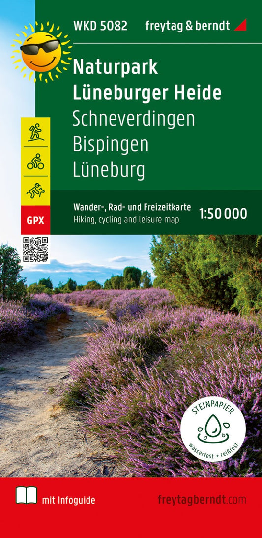 Lüneburg Heath Nature Park, hiking, bike and leisure map 1:50,000 WKD 5082, with infoguide