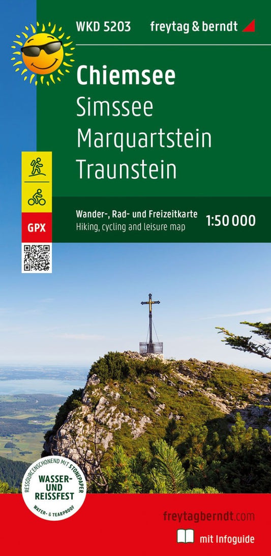 Chiemsee, Wander-, Rad- und Freizeitkarte 1:50.000, freytag & berndt, WKD 5203, mit Infoguide = Chiemsee, hiking, bike and leisure map 1:50,000 WKD 5203, with infoguide