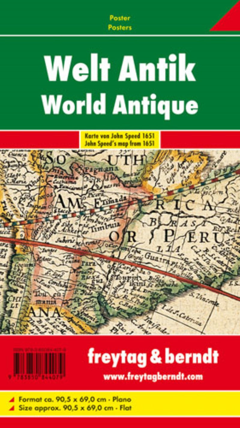 Welt antik, Karte von John Speed 1651, Poster = World antique, map of John Speed 1651, wall map