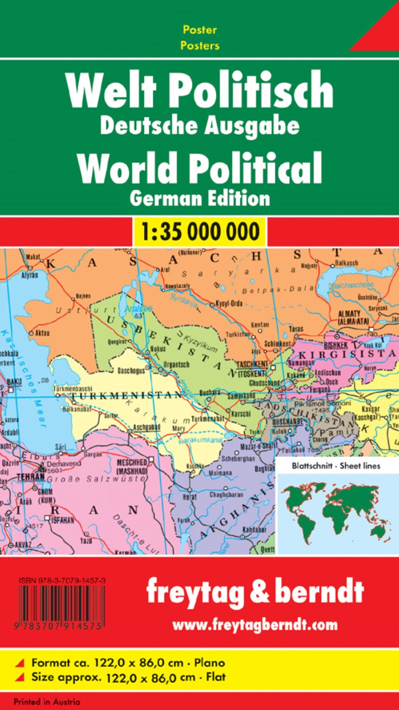 Welt politisch, Deutsche Ausgabe, 1:35. 000,000., Poster = World political, German edition, 1:35. 000,000., wall map