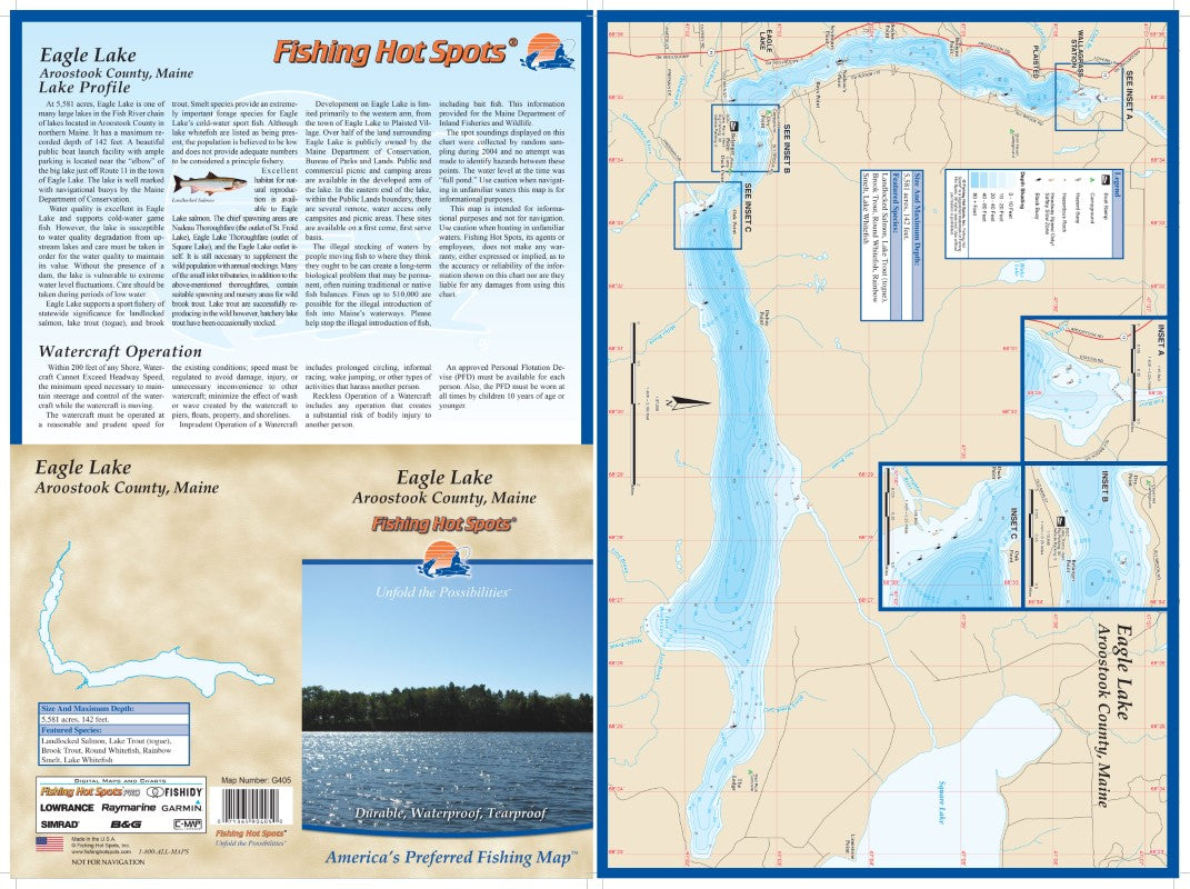 EAGLE LAKE (ME) - LAMINATED ME MAP