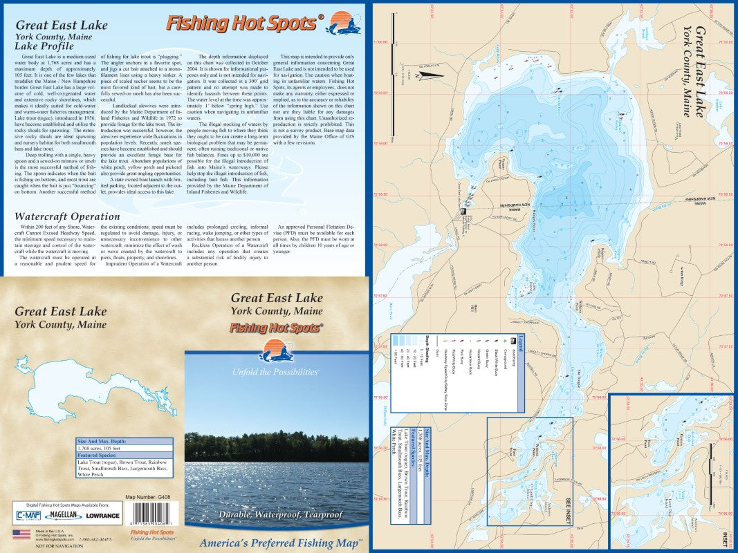 GREAT EAST LAKE - LAMINATED ME MAP