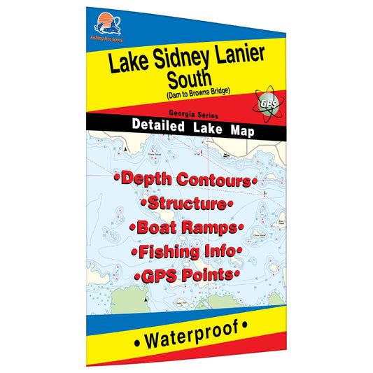 Lake Sidney Lanier South Fishing Map (Dam to Browns Bridge)