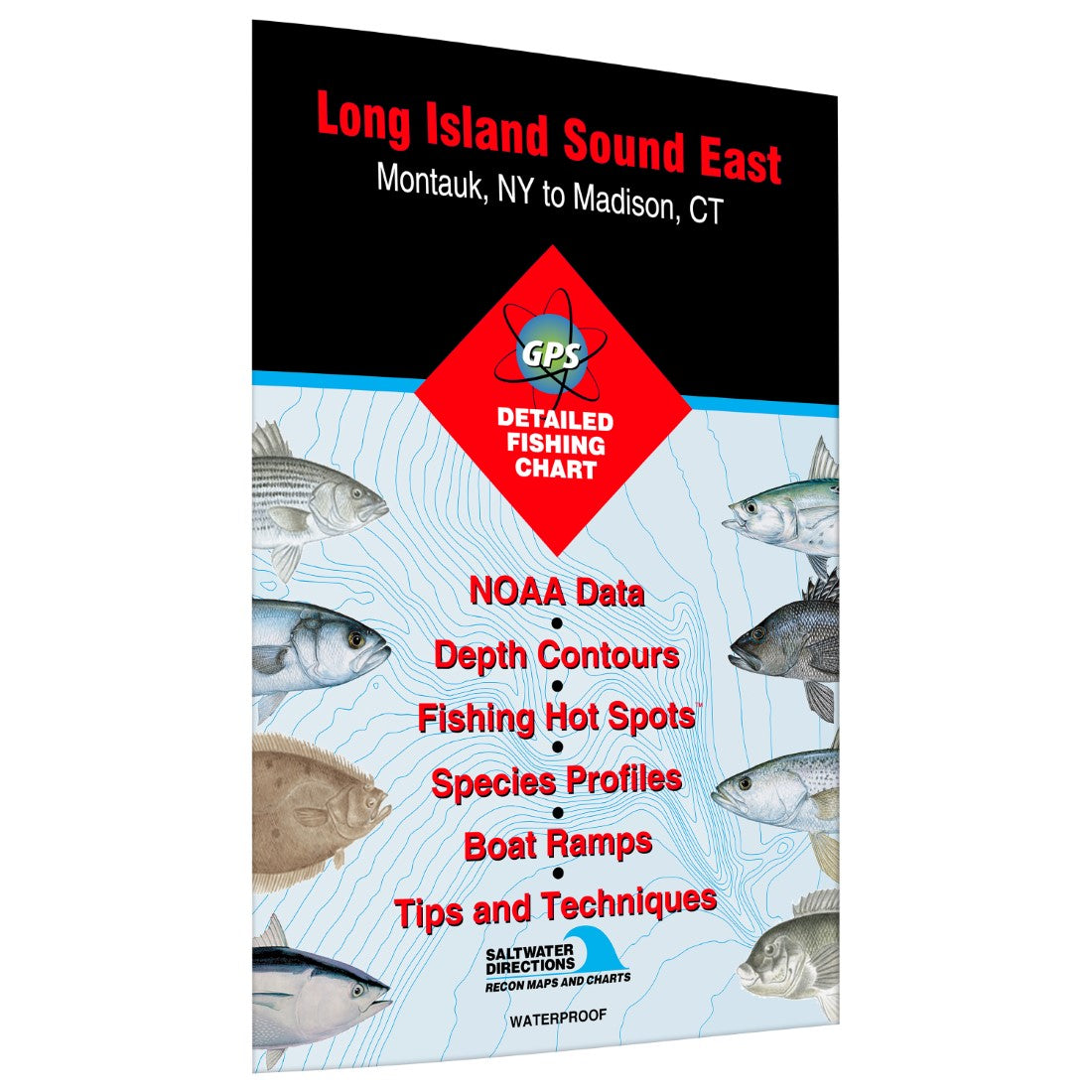 Long Island Sound EastMontauk NY to Madison CT Fishing Map