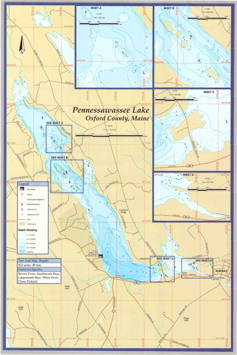 Pennessawassee Lake (Norway Lake) Fishing Map