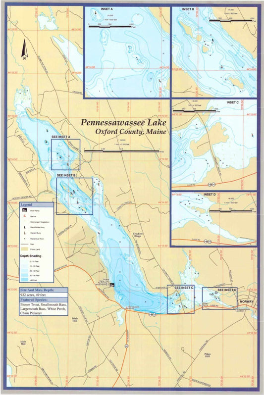 Pennessawassee Lake (Norway Lake) Fishing Map
