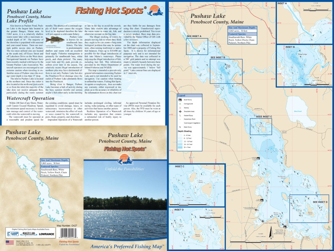 PUSHAW LAKE - LAMINATED ME MAP