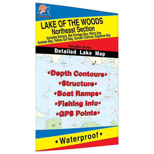 Lake of the Woods Northeast Fishing Map (incl. Kenora/Witch/Bigstone Bays)