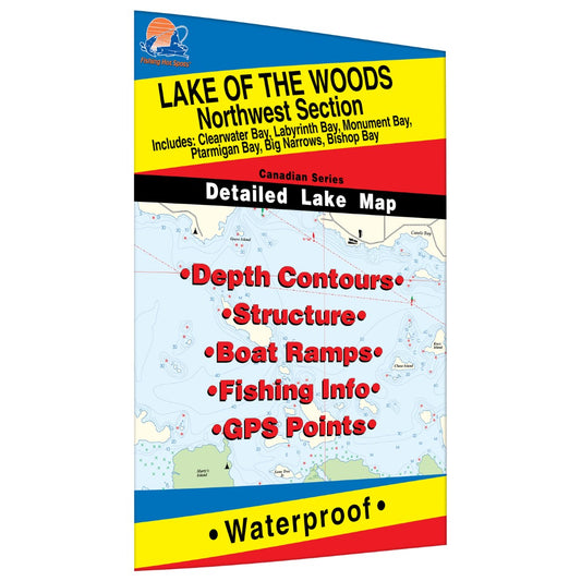 Lake of the Woods Northwest Fishing Map, Lake (incl. Clearwater/Portage Narrows)