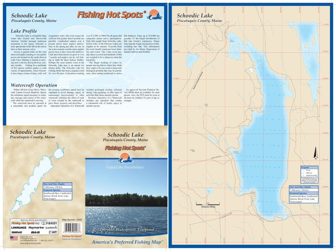 SCHOODIC LAKE - LAMINATED ME MAP