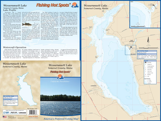 WESSERUNSETT LAKE - LAMINATED ME MAP