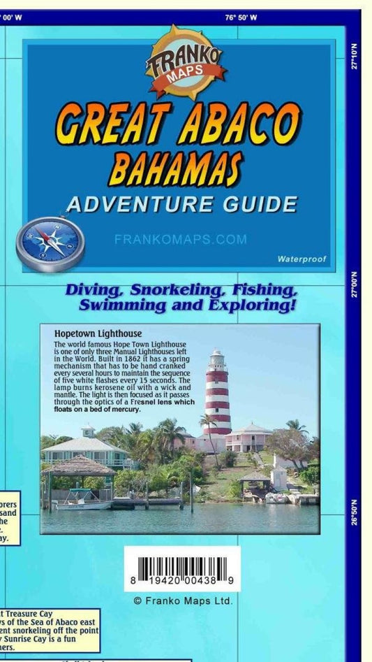 Great Abaco Island Bahamas Adventure & Dive Guide Franko Maps Waterproof Map
