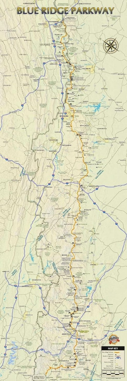 Blue Ridge Parkway Wall Map