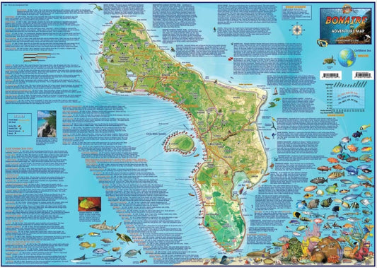 Caribbean Map - Bonaire Guide & Dive, laminated