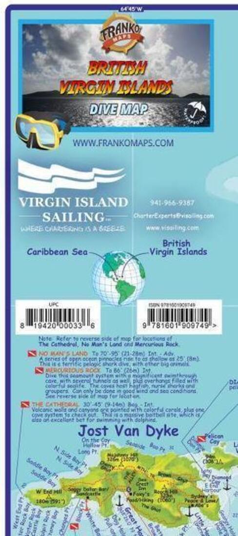 Caribbean Map, British Virgin Islands, folded