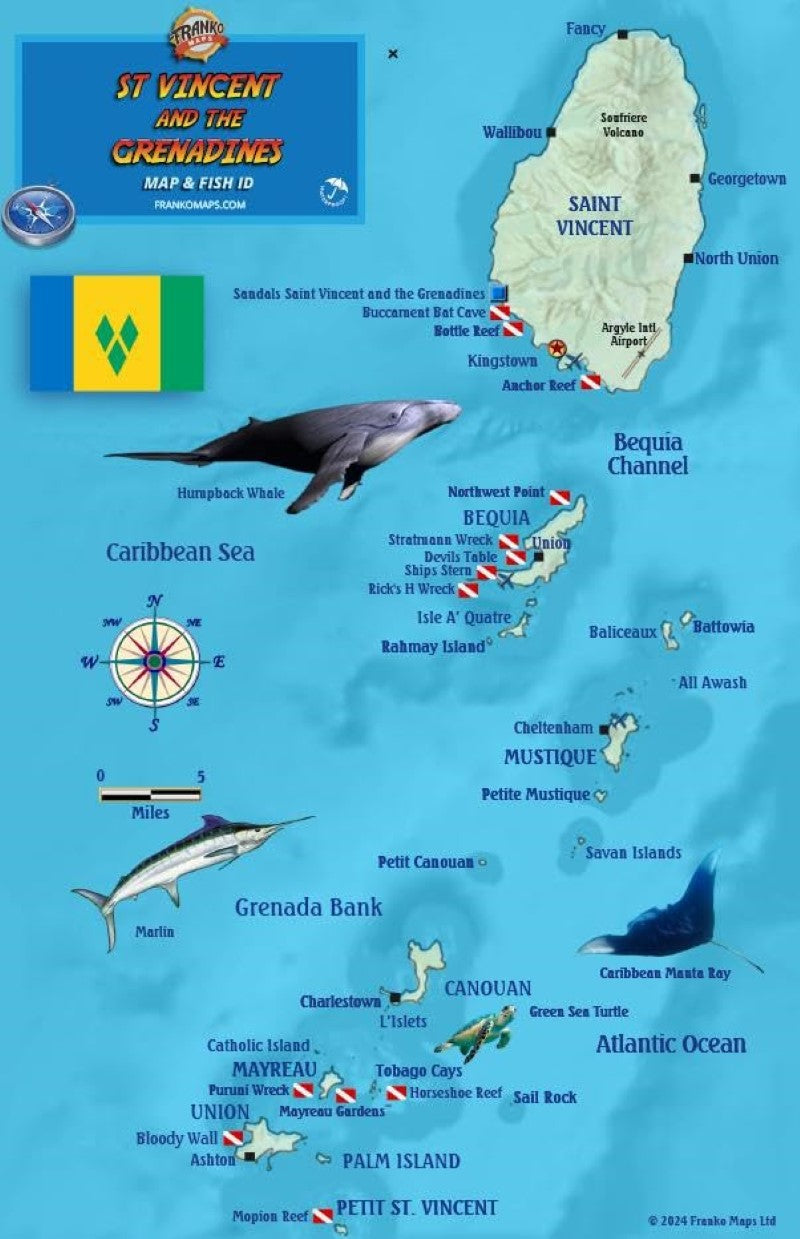 St. Vincent and the Grenadines Map & Fish ID