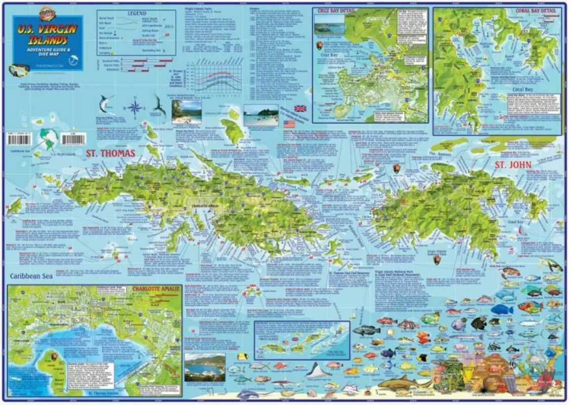 Franko's guide map of the U.S. Virgin Islands : St Croix : on this side of map : St. Thomas & St. John : on reverse