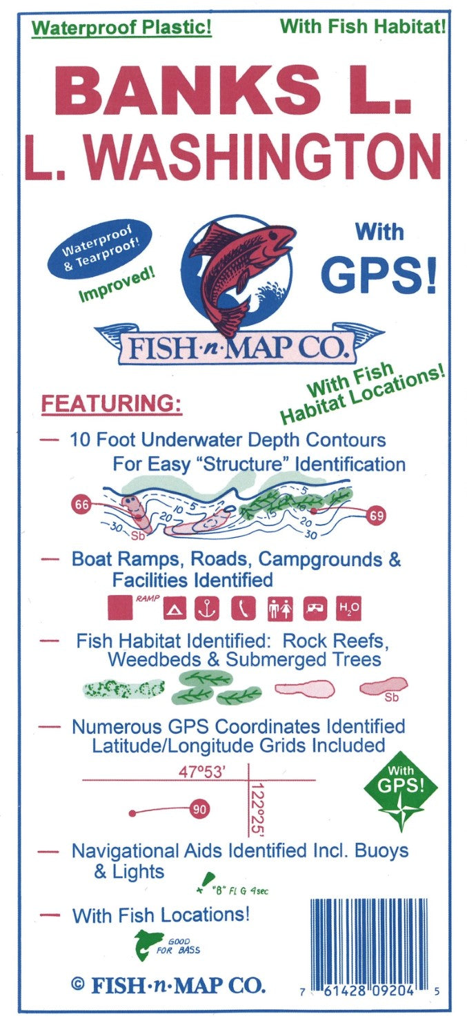 Banks Lake & Lake Washington Fishing Map
