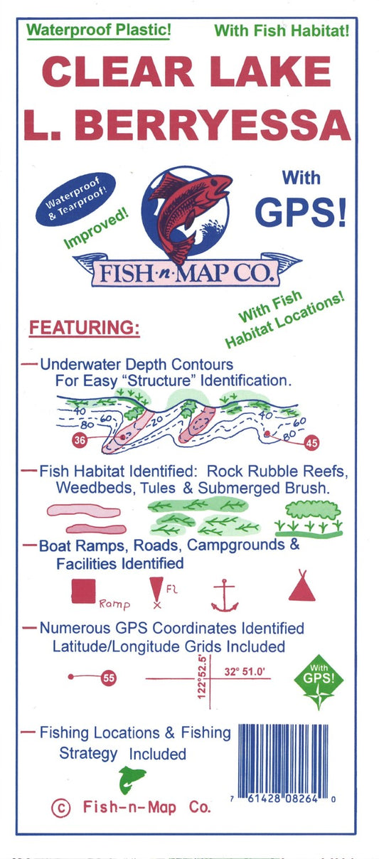 Clear Lake & Lake Berryessa Fishing Map