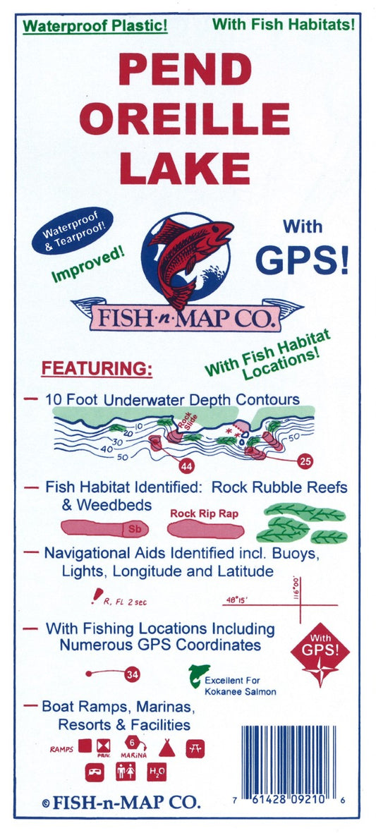 Pend Oreille Lake, ID Fishing Map