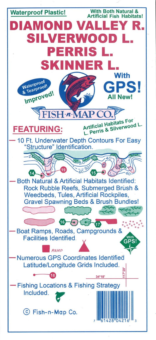 Silverwood, Perris, & Skinner (Diamond Valley) Fishing Map