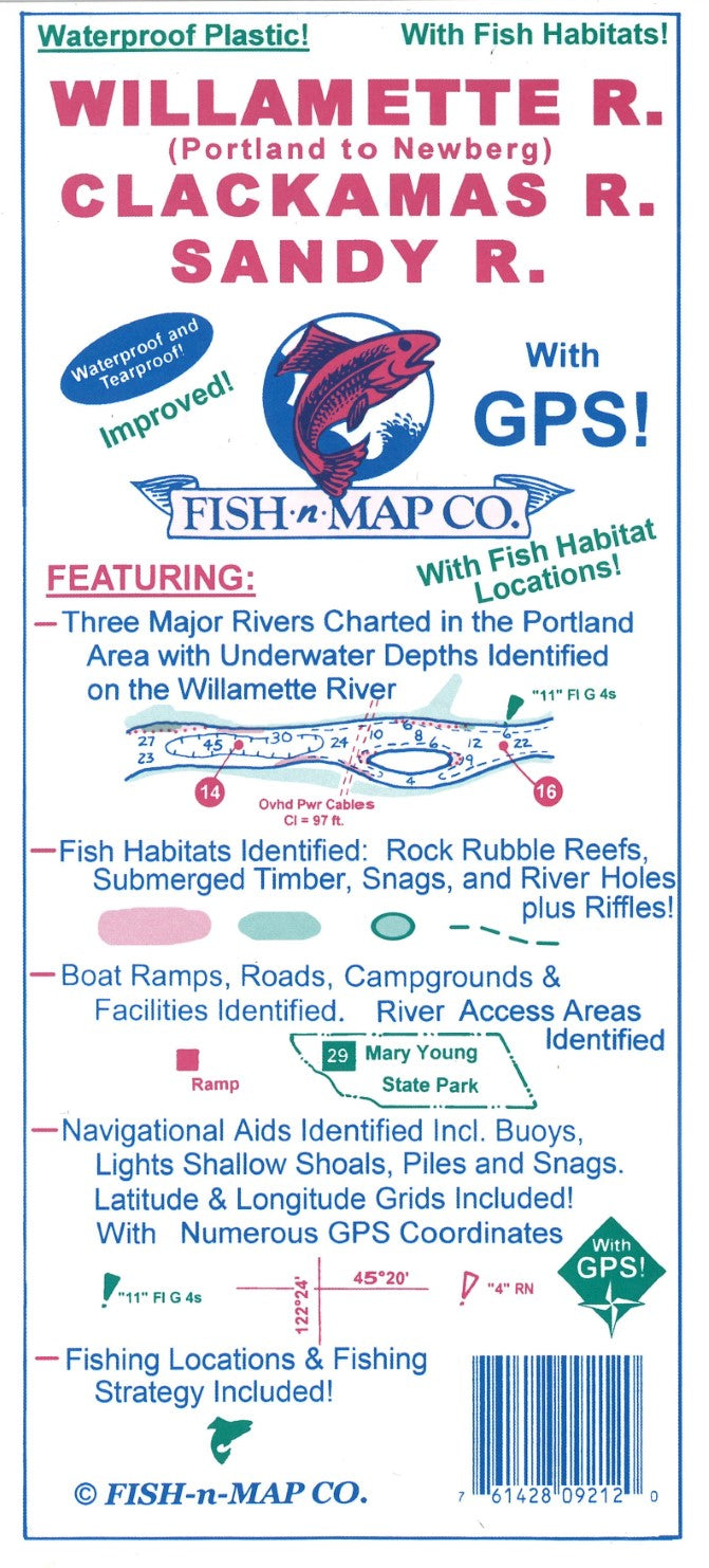 Willamette River, Clackamas River, & Sandy River Fishing Map