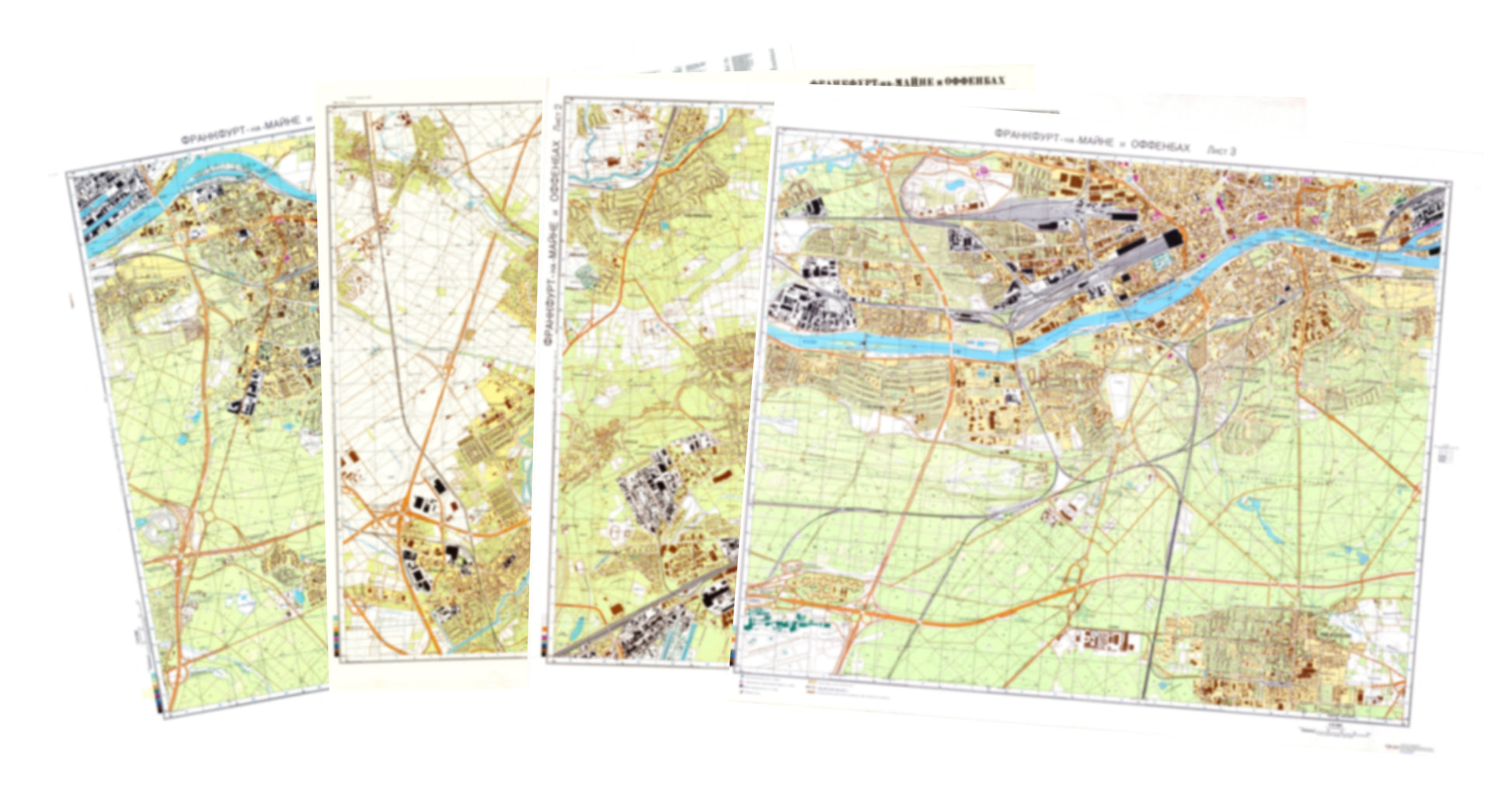 Frankfurt Am Main (Germany) 4-Sheet Map Set - Soviet Military City Plans