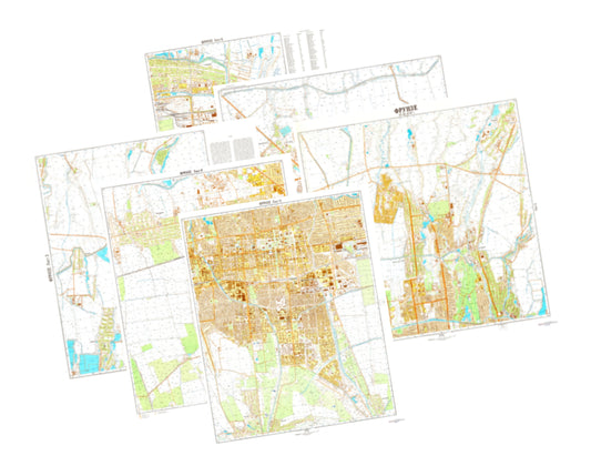 Frunze / Bishkek (Kyrgyzstan) 6-Sheet Map Set - Soviet Military City Plans