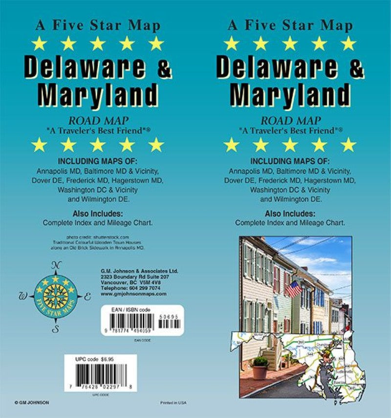 Delaware & Maryland State Map