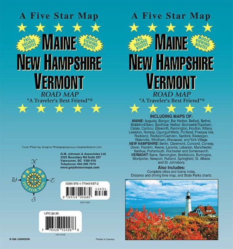 Maine / New Hampshire / Vermont Road Map