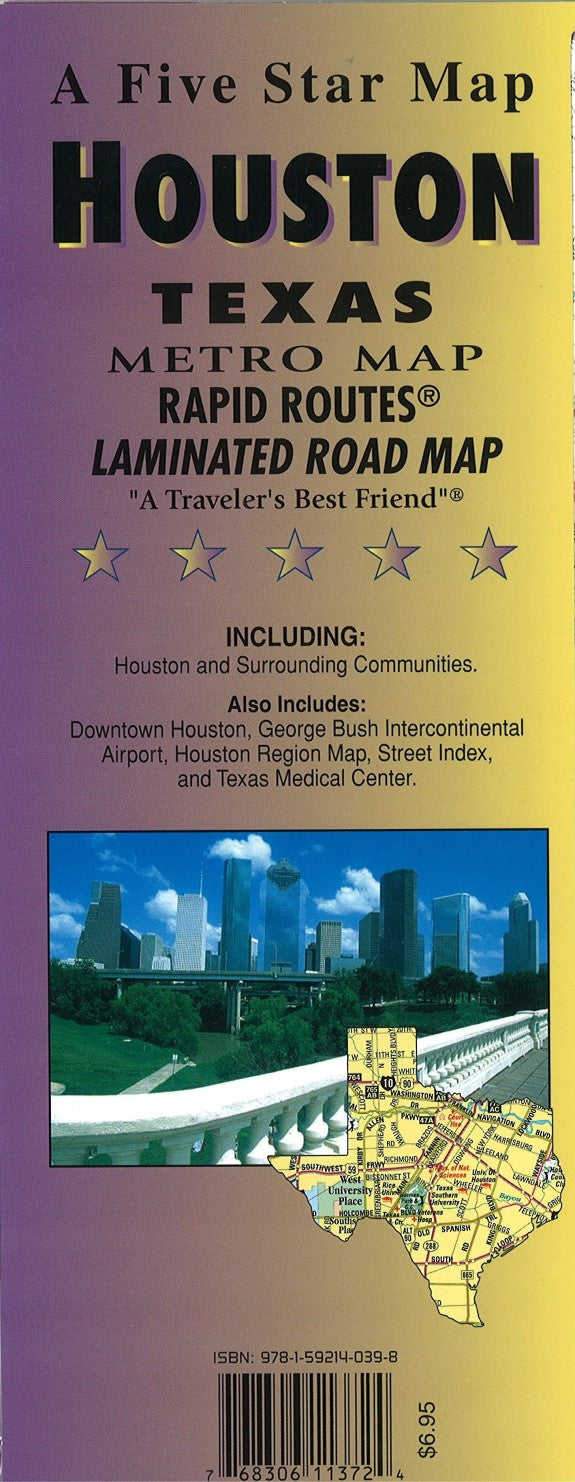 Houston : Texas : metro map : Rapid Routes : laminated road map