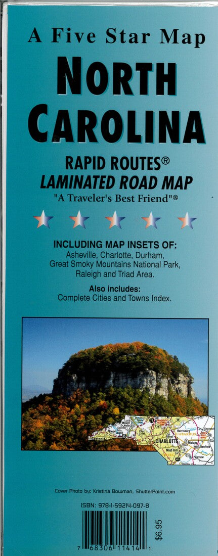 North Carolina : Rapid Routes : laminated road map