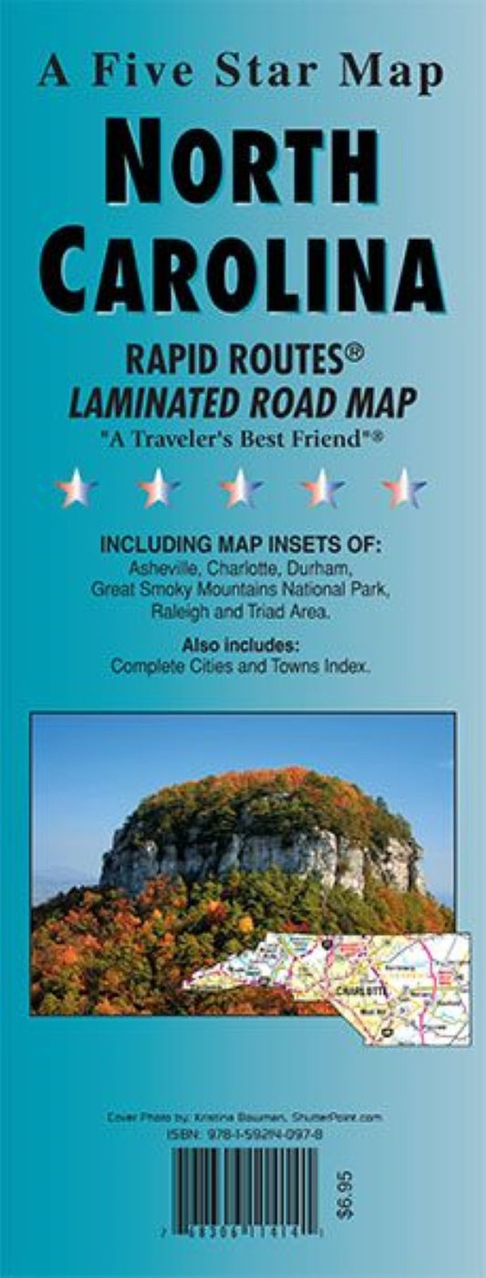 North Carolina : Rapid Routes : laminated road map